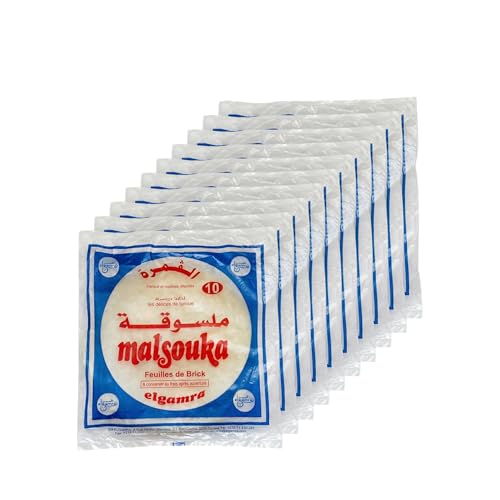 Gamra Brik Malsouka Pastry 100 Sheets pack, Feuille de Brick / Brique Wrappers for Ramadan, Spring Rolls, Samosa, Brique & Pastries, Thin Ready-to-Use Brika Dioul Dough Sheets