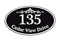 Customized Home Address Sign, Aluminum 12" x 7" Oval House Number Plaque, Personalized Color Choices Available (Black)