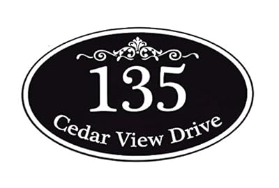 Customized Home Address Sign, Aluminum 12" x 7" Oval House Number Plaque, Personalized Color Choices Available (Black)