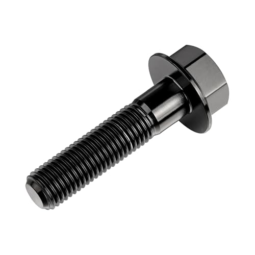 Image of Ti Screws M10 x 20 25 30 35 40 45 50 55 60 65 70 75 80 90 100mm 1.25 Pitch Titanium Flange Hex Bolt Pack of 4 (Black, M10x45mm)