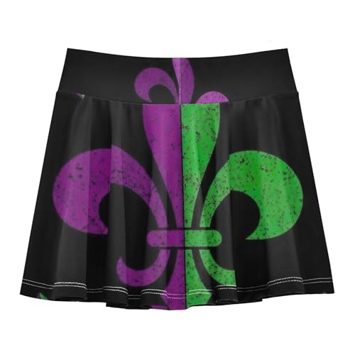 Tennis Skirts Toddler Fleur De Lis Grunge Texture Purple Black Athletic Shorts for Girls Skorts Cool Pink Butterfly 4t2