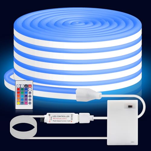 HEGEHE Striscia neon LED flessibili RGB impermeabili Dimmerabile 5V [3m] - Con controller a 24 tasti - Alimentazione a batteria,decorazioni per Natale feste compleanni matrimoni [Batterie non incluse]