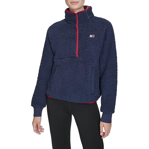 Tommy Hilfiger Women's Half Zip Faux Sherpa Pullover Sweatshirt