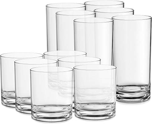 Elegant Plastic Drinking Glasses Set Of 12 - Attractive Clear Acrylic Tumblers - Unbreakable Drinkware Set Ideal For Indoor And Outdoor - Kid Friendly… #TOP6
