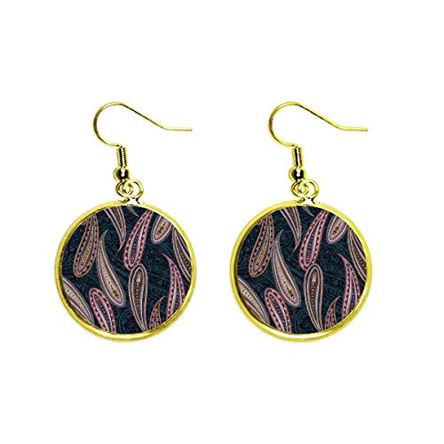 Pendientes largos dorados de mujer con diseño de hoja y flor abstracta de pescado
