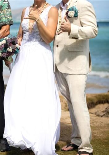 Summer Linen Wedding Mens Suits Mens Tuxedo Blazer Pants Beach Wedding Grooms3