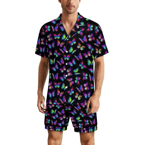 Pajama Sets for Men Silk Pajama Set Short Sleeve Casual Shirts Style Sleepwear 2 Piece Pj Short Set Funny Outfits