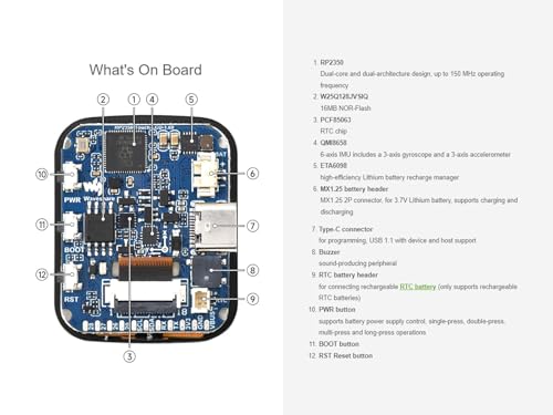 Placa MCU RP2350 con pantalla LCD para prototipos interactivos 5