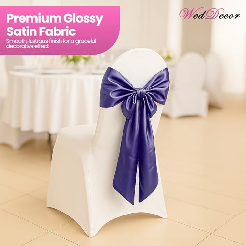 Lazos de satén morado oscuro para decorar 100 sillas de boda sin esfuerzo 7
