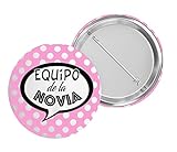 Los Eventos de la Tata Chapas Alfileres 10+1+Caja de Regalo- despedida de soltera - Regalos despedida amiga - alfileres boda para invitados (Puntitos Rosa)
