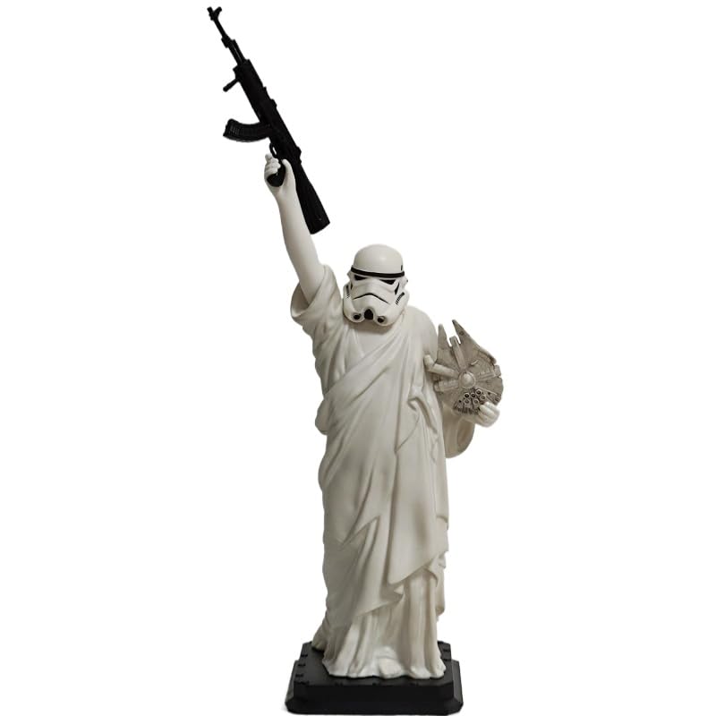 REOZIGN Darth Vader Stormtrooper Figure, Weapon Raised Figures Stormtrooper Darth Vader 25 Cm/9.8 Inch PVC Character Model Craft Gift (White)