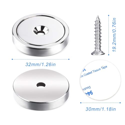 Image of LOVIMAG Strong Neodymium Rare Earth Magnets, 110LBS-20 Pack | Heavy Duty Cup Magnet with Countersunk and Screws for Tool Room, Kitchen Doors, Wall Mounting, Office