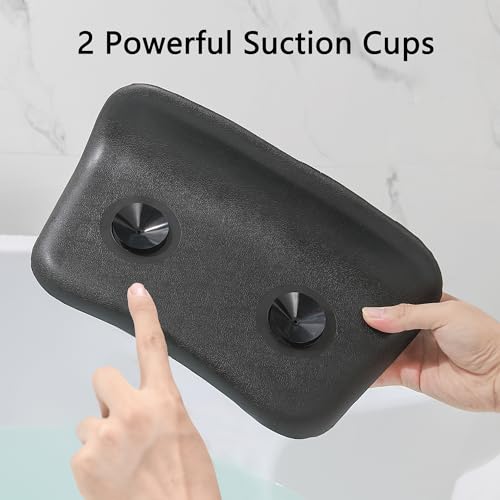 Koelaa Badewannenkissen Wasserdicht mit Saugnäpfen, Ergonomisches Badekissen für Badewanne, Kopf- Nacken- und Rückenstütze, Rutschfestes Wannenkissen für Entspanntes Home-Spa - Schwarz