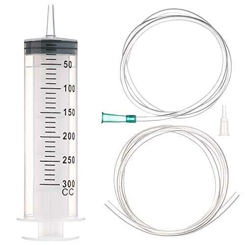 Image of 300ml /cc Syringes with Tube 40 Inch Handy Plastic Tubing and Adapter Tip