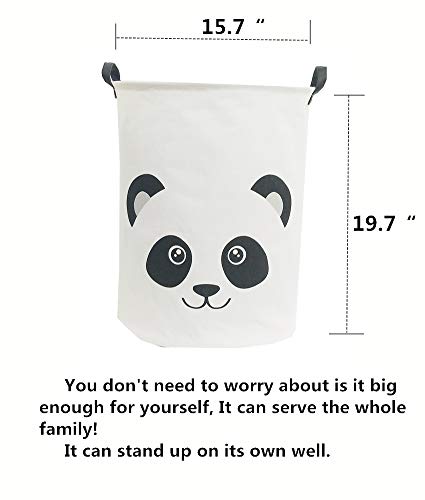 TIBAOLOVER 19.7" Large Sized Waterproof Foldable Laundry Hamper Bucket,Dirty Clothes Laundry Basket, Bin Storage Organizer for Toy Collection,Canvas Storage Basket with Stylish Cartoon Design (Panda)