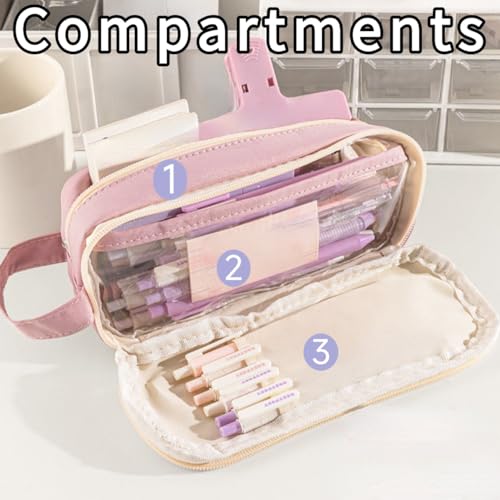 Image of Big Capacity Pencil Case 5 Compartments Large Pencil Pouch Pen Bag Pencil Box Holder Organizer Simple Storage Aesthetic Stationery Cosmetic for Adults Men Women College Office Essentials (Blue)