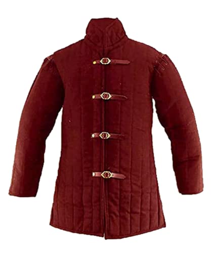 Gambeson Quilted & Padded Armor Medieval Costumes Renaissance Knight LARP Dress Historical Clothing By ITS MEDIEVAL (L, Brown)