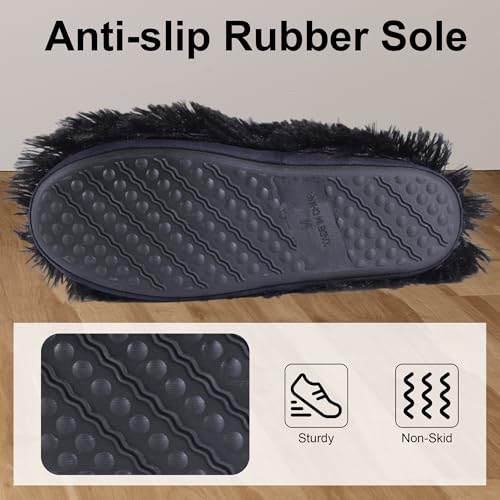 Furry Plush Slipper Booties for Women Warm Fur House Slippers with Anti-slip Sole Home Bedroom Indoor House Boots4