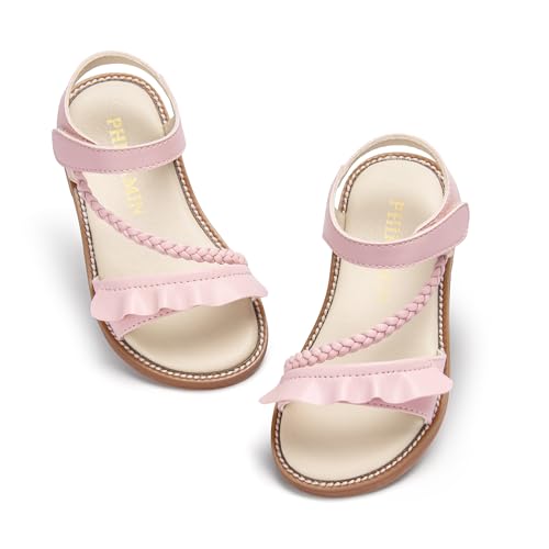 PHIRAMIN Girls Light Pink Size 12 Sandals - Toddler Girl Summer Dress Floral Shoes for Party Wedding School