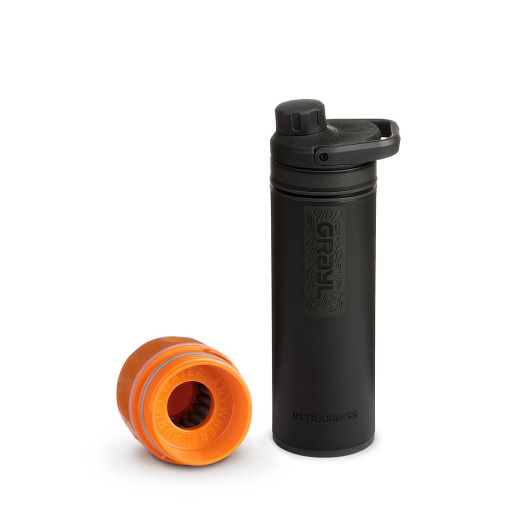 Grayl UltraPress Outdoor- & Reisewasserfilter | für 150L Wasser | Filterkartusche wechselbar | Covert Black mit 1 Ersatzfilter