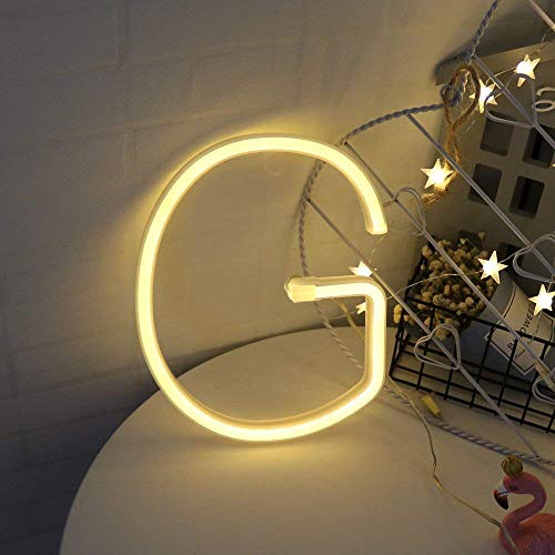 Image of LED Letter Lighting Up Words Alphabet Sign Battery /USB Powered Marquee Neon Lamp Party Accessories Wall Hanging Decor for Birthday Wedding Bar Bedroom (G)
