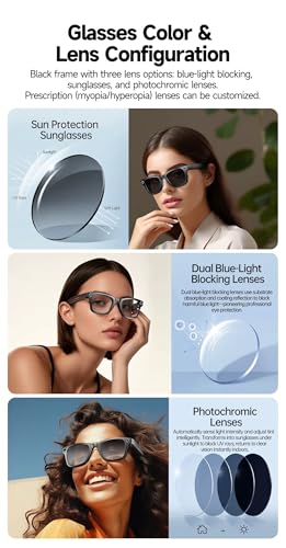 Image of AI Smart Video Glasses with 8MP HD Camera | Live Language Translation, Smart Object Recognition, Bluetooth Calls & Voice Assistant | Comes with 3 Interchangeable Lenses for All-Day Use