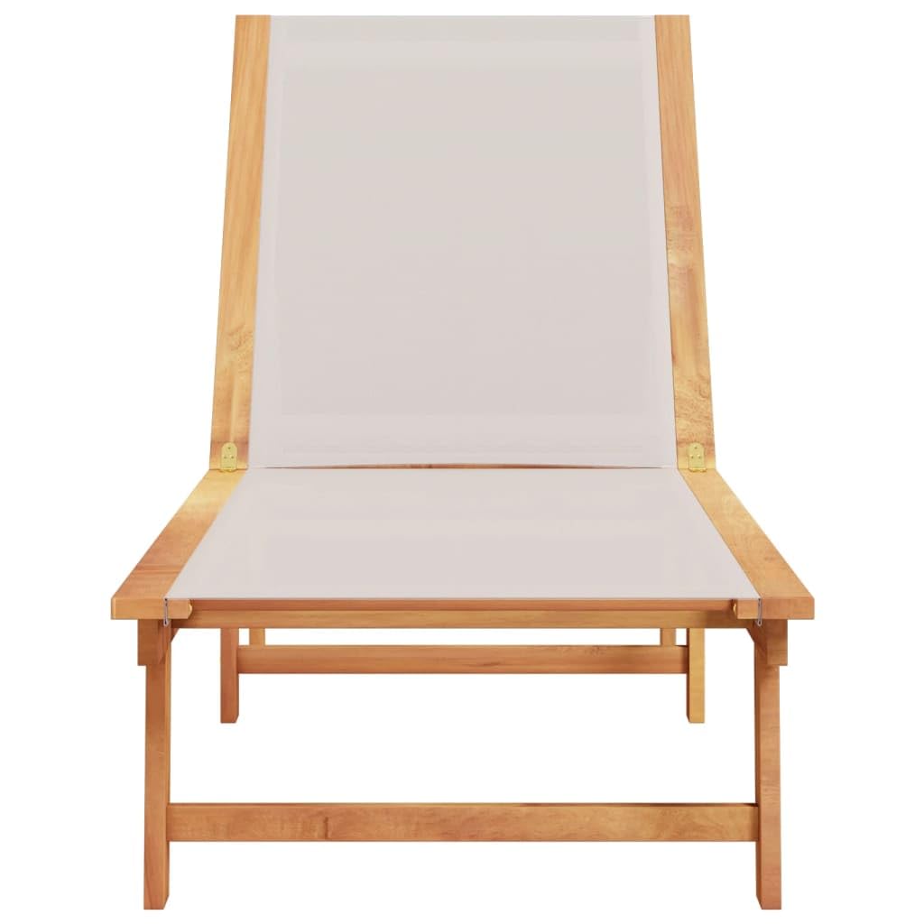 ZEYUAN Lettino Prendisole Grigio Legno Massello di Acacia e Textilene,Lettino Prendisole,Sdraio da Spiaggia,Lettino da Sole,Lettino da Giardino-4008413