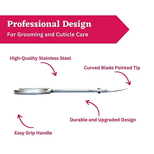 Kanchi Cuticle Scissors Sharp Curved Blade, Super Slim Scissors Professional Manicure Pedicure Scissors Small Scissors Precise Pointed Tip Grooming Blades For Eyebrow, Eyelash #TOP2