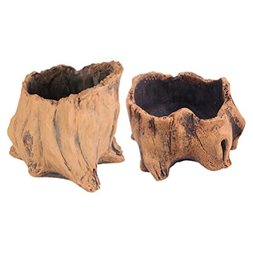 Housoutil 2 St Konstgjorda Stubben Succulent Potten Drivved Planter Cement Cactus Container Blomma Potten Vintage Träd Trunk Log Dekoration För Inomhus Utomhus Trädgård Uteplats Dekoration