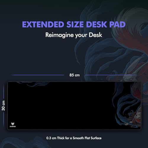 EvoFox Falcon X85 Extended Mouse Pad/Desk Pad for Laptop, PC Gaming and Desk with Extra Large Speed Surface, Non-Slip Base and Anti-fray Stitched... - Image 6