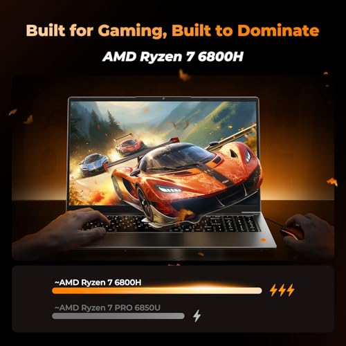 Image of 2026 Flagship 15.6 inch Gaming Laptop | AMD Ryzen 7 6800H | 32GB DDR5 RAM | 1TB NVMe SSD | 8C /16T Up to 4.7GHz | Wins 11 Pro | Backlit Keyboard Fingerprint | Lightweight 3.5lb | 2-Year Warranty