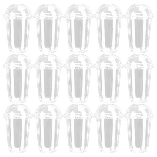 DONFAMDS 40個 透明多機能使い捨てプラスチックカップ 蓋付き持ち運び便利 飲料保存用ジュース ミルク スムージー対応 ミルクティー店 カフェ