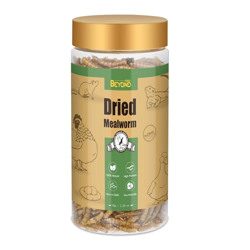 BeyondFeed™ Dried Mealworms - Premium High-Protein Feed for Chickens, Ducks, Birds, Reptiles, Fish, Hamster, Turtles and More (1.23 oz/ 35g)