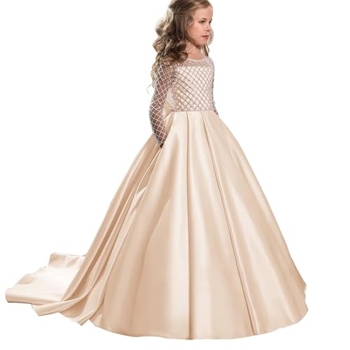 PLWEDDING Atemberaubende Blumenmädchen Kleid mit Langen Zug...
