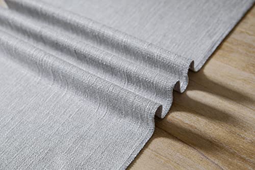 Zeemart Light Grey Table Runners 90 Inches Long, Burlap Linen Style Rustic Farmhouse Table Runner, Long Boho Dining Table Runner, 13X90 Inches, Allover Light Silver Grey #TOP4