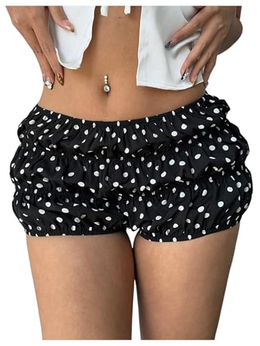 MakeMeChic Women's Polka Dots Micro Bubble Shorts Black X-Small
