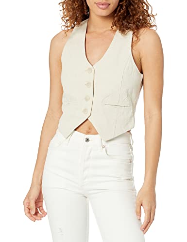 [BLANKNYC] Womens Linen Suede Vest, Bleached Sand, Small-Medium US