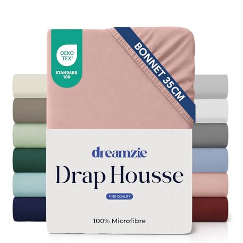 Dreamzie Drap Housse 140x190/200 Bonnet 35 cm pour Matelas Épais - 100% Microfibre - Rose Clair,...