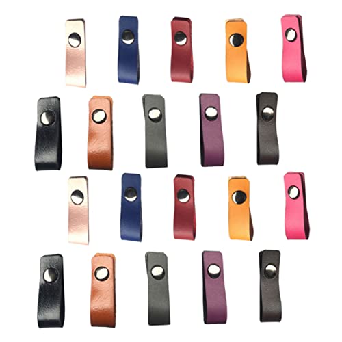 OSALADI 20pcs Leather Cable Straps Snap Wrap for Earphones Charging Cords Cord Organizers