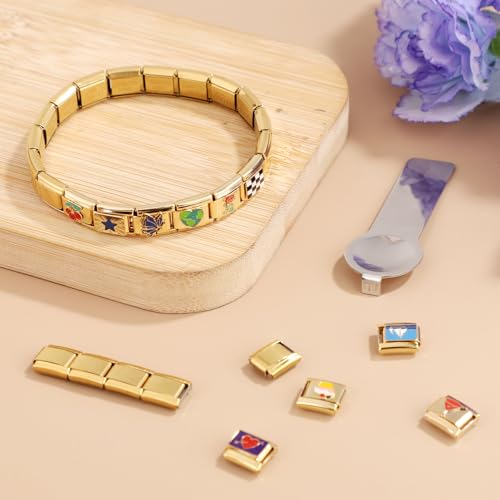 Pulsera italiana con dijes intercambiables y herramienta para regalar 6