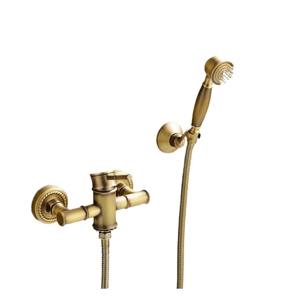 Blyqxs One Color Bathtub Shower Faucet Brass Antique Shower Set Simple Shower Bamboo Double Triple Shower Set Faucet Ss-2311(B)
