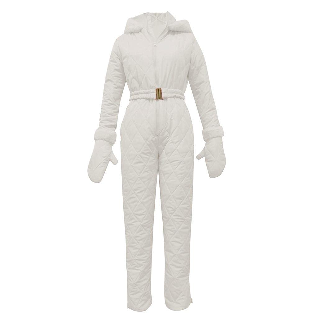 Traje de nieve para mujer, mono largo, de esquí, para invierno, abrigado, con capucha, impermeable, para exteriores