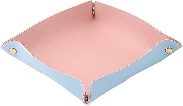Leather Valet Tray Creative Desk Storage Box, Key Storage Bowl Hide & Drink Coin, Mens and Womens Travel Valet Tray Storage Box is Used to Store Lipstick Keys, Watches, JewelryPink