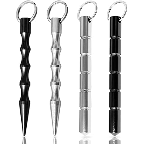 Vegena Schlüsselanhänger Selbstverteidigung Druckverstärker für als Notfallhammer, Glasbrecher & Schlüsselanhänger Frauen & Männer Wellengriff Schlüsselrin (4 Stück) Cover