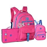 Mochila Feminina Com Lancheira e Estojo Fichário Kit Juvenil Rebecca Bonbon (Rosa)