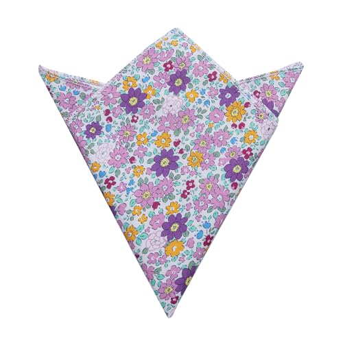 Image of YourTies Cotton Floral Tie for Men 2.5 inch Printed Skinny Necktie Pocket Square Tie Clip Set Flower Wedding Party Groom