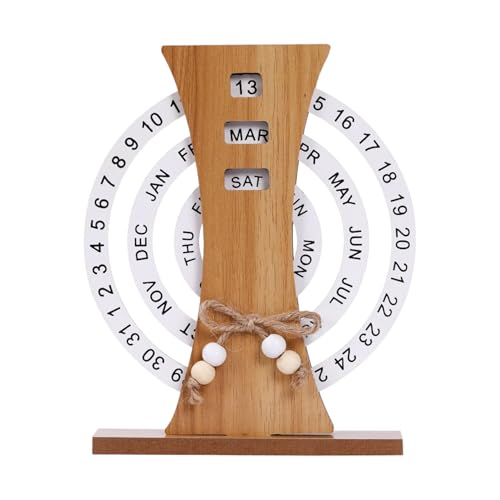 Rswnyirn Wooden Disc Perpetual Calendar Wooden Blocks Desk Calendar for Home Office Desk Date Week Month Accessories Sky Wheel One Size
