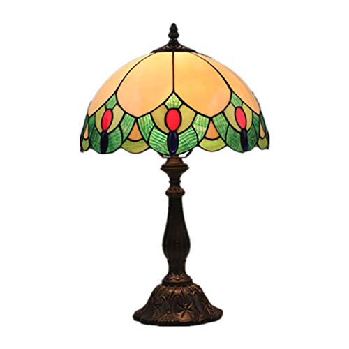 Lampe de table style rétro de haute qualité avec abat-jour en verre teinté 49 cm