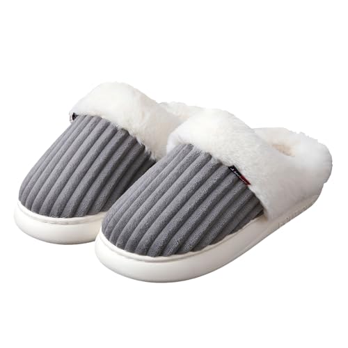 Cute Slippers for Women, Warm Memory Foam Fluffy Fuzzy House Slippers Anti-Slip Winter Indoor and Outdoor Home Shoes