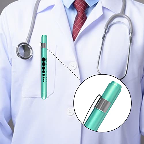 AOICRIE Medical Diagnostic Penlight, Pupillenlicht Mini Wiederverwendbare LED-Stiftlampe Taschenlampe, Taschenlampe Arzt Krankenschwester Notfallstift Licht mit Gravurlehre und Linea (Rosa+Grün)